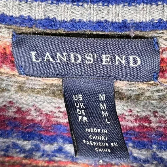 Lands’End Size Medium Women Wool Sweater Multicolor Outdoor Hiking - Picture 7 of 8